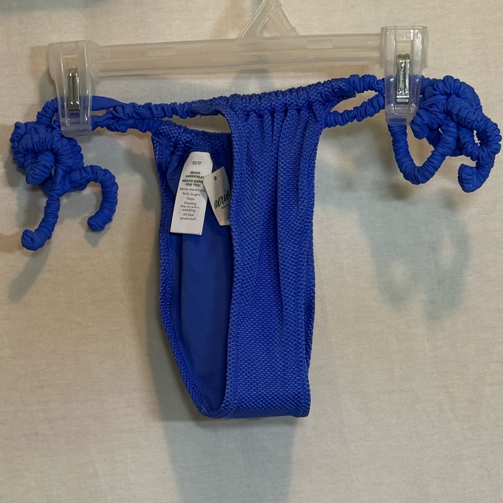 AA-403 Aerie NWT Cheekiest Side Tie‎ Blue Summer Swim Bikini Bottoms Size XS